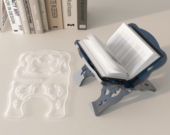 2PCS Book Holder Resin Casting Molds, Music Stand Silicone Mould, Book Reading Stand Epoxy Molds Eid Quran Bookshelf Epoxy Resin Mould