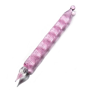 Vintage Dip Pen, Wave Pattern Glass Dip Pen for Women Girl, Clear Dip Pen, Pink, Blue