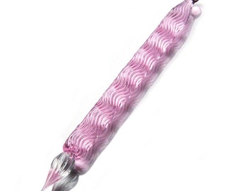 Vintage Dip Pen, Wave Pattern Glass Dip Pen for Women Girl, Clear Dip Pen, Pink, Blue