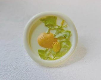 Pumpkin Wax Seal Stamp with Wooden Handle, Autumn Harvest Brass Seal, Cute Pumpkin and Leaves Wax Stamp for Fall Letters Journals