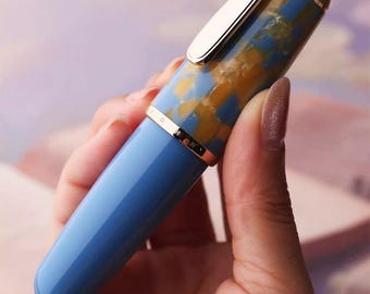 Pluma estilográfica Chubby de resina con sistema de llenado por cuentagotas: tamaño de bolsillo, plumín EF/F