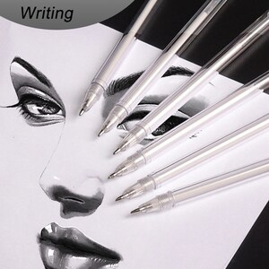 10 peças marcadores, caneta de desenho branca, caneta marcadora, caneta de pintura para scrapbooking, diários, cartões pretos e arte dedicada em branco