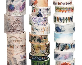 Conjunto de fitas washi da Nature: 20 rolos de fita adesiva vintage para aquarela