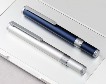 Portable Pocket Aluminum Fountain Pen EF/F/Art Nib,  Mini Ink Pen, Christmas Gift for Writers & Students