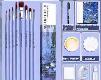 Watercolor and Acrylic Painting Brush Set - Watercolor Palette, Acrylic Oil Brushes, Fine Liner, Perfect for Painting and Outlining