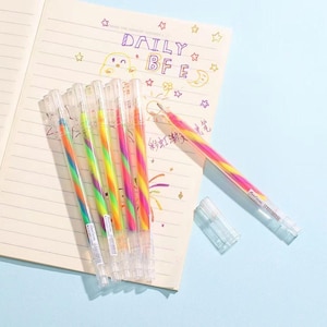 12-delige gelpennen met kleurverloop, zwarte kaartmarkeringen, glitterstiften, pastelstiften, neon markeerstift 1,2 mm