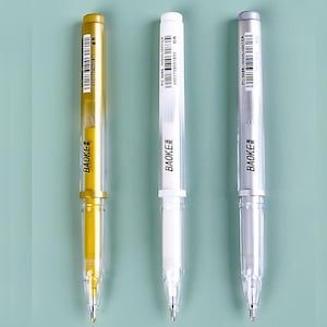 3 rotuladores de gel para resaltar, dorados, plateados y blancos, de 1,0 mm, con purpurina para manualidades