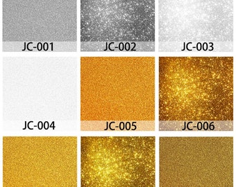 9 Rolls Glitter Heat transfers, 12"X9.84" Gold Glitter HTV Vinyl, Transfer vinyl sheets, Iron on HTV Sheets