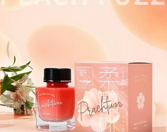 Tinta Peach Shimmer de 50 ml, tinta plateada brillante resistente al agua para plumas de inmersión y plumas de cristal, tinta caligráfica con aroma a melocotón, tinta artística rosa perla