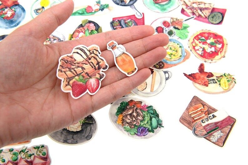 27 pieces doodle food blue cheese Stickers lot pack for junk Etsy