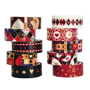 Set van 10 rollen pokerwashitape | Speelkaartfolie afplaktape voor scrapbooking Journaling DIY Crafts