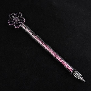 Handmade pink sakura glass dip pen Pink Glitter Pen for Calligraphy Drawing Art Journal Bullet Scrapbook-1 piece