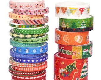 22 Rolls Christmas Washi Tape Set, Cute Foil Decorative Masking Tape for Scrapbooking, Journaling, DIY Crafts, Gift Wrapping