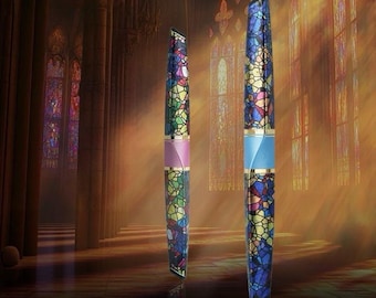 Fountain Pen with Mosaic Lacquer Finish, Bible Study Ink Pen, Iridium Gold 0.5mm Nib, Brass Body, Gift Boxed