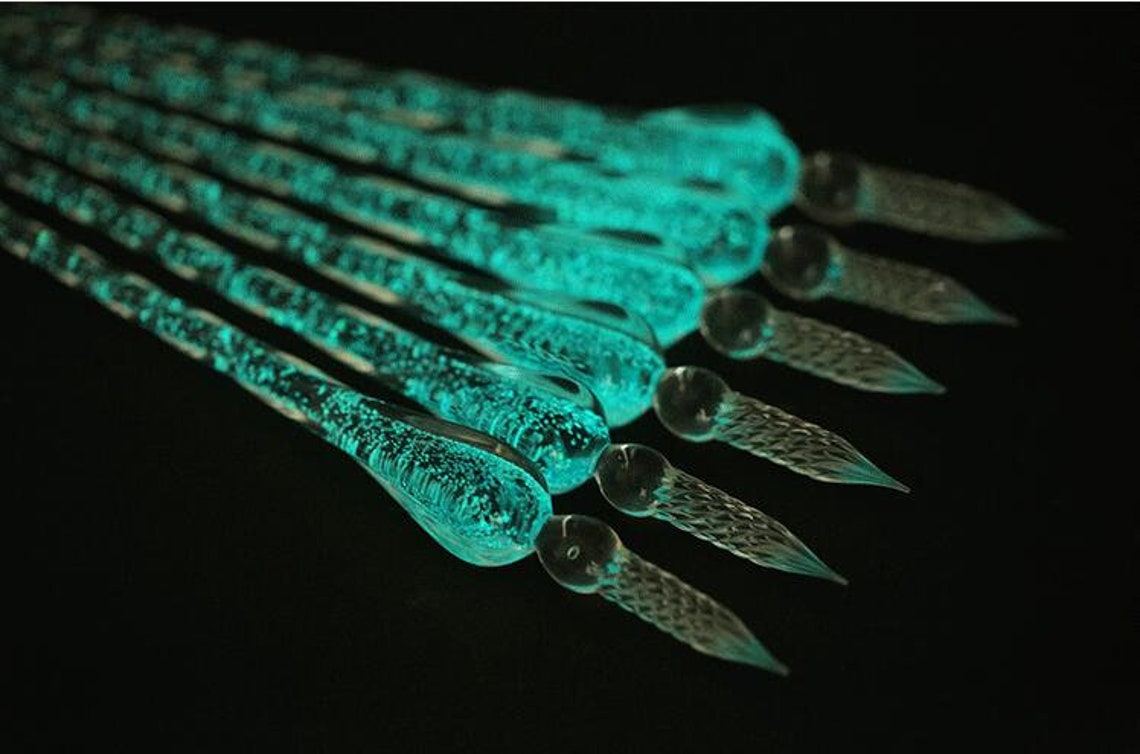 Glowing Glass Dip Pen Retro Handmade Glass Signature Pen Etsy