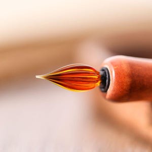 Amberkleurige glazen dippen met houten handvat – kalligrafie-lijntekenpen 7,1 inch – vintage art-tool voor journaling, schetsen en doe-het-zelfcadeau