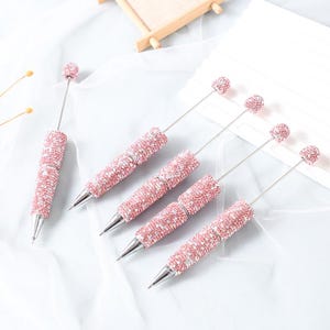 10 stuks handgemaakte balpennen met kristallen kralen, roterend ontwerp, cadeau voor vrouwen