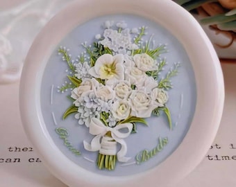 Bridal Bouquet Wax Seal Stamp with Wooden Handle, Mixed Flower Brass Seal, Romantic Wedding Bouquet Stamp for Invitations Letters