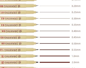 Set of 12 Brown Waterproof Fineliner Drawing Pens, Art Sketch Inking Pens, 0.2mm, 0.3mm, 0.45mm Tips