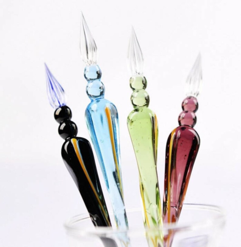 Dip Glass Pen Yellow for drawing Simple Design Dip Sign Pen Etsy