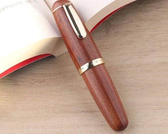 Rosewood & Ebony Fountain Pen: Portable Ink Storage, EF/F Nib