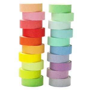 Set van 20 rollen regenboog effen washitape | Kleurrijk afplaktape voor doe-het-zelf Bullet Journal-scrapbooking
