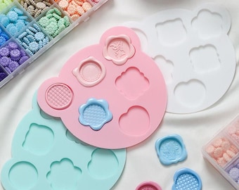 Lakzegel siliconen mal, berenkop en rechthoekige vorm zegellakvormer voor 25 mm stempelkop, 3 kleuren, doe-het-zelf lakzegel maken