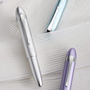 Mini Metal Fountain Pen 3.94&quot; Pocket Pen, Portable Travel Pen, Aluminum Alloy EF/F Nib, Silver Blue Purple Colors, Gift for Men Women