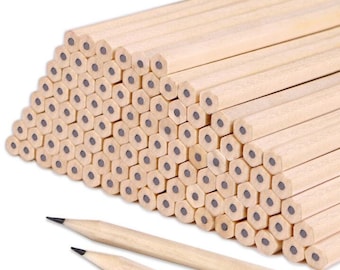 100-Pack Burlywood Hexagon & Triangle Pencils for Drawing and Sketching - HB/2B Mixed Set