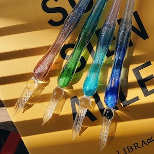 Eleganter zweifarbiger Glas-Dip-Stift | Ombre Spirale Kalligraphie-Instrument mit glattem Gefühl
