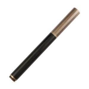 May include: A slender, two-toned pen with a dark, matte black barrel and a metallic bronze-colored cap. The pen has a simple, elegant design, with a threaded end and a gold-colored band separating the barrel and cap.