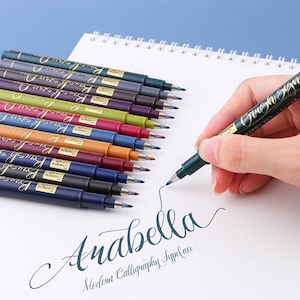 12 kleuren vintage brushpennen, kalligrafie- en tekenpennen, zachte BR-punt