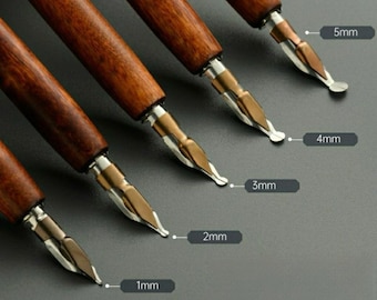 Vintage Wooden Dip Pen Set with 5 Line Width Nibs, Calligraphy Drawing Pen, Gothic Lettering Art Pen, Ink Holder Clip, Gift Box Included