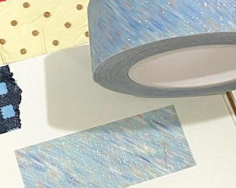Ocean-Themed Blue Glitter Washi Tape, DIY Decorative Tape for Scrapbooking, Junk Journal, Wedding, Birthday Party, Summer Marine Decor Tape