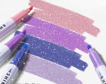 12-Color Glitter Highlighters | Eye-Friendly Sparkle Pens for Journaling, Note-Taking & Marking | Pastel, Warm, and Cool Tones