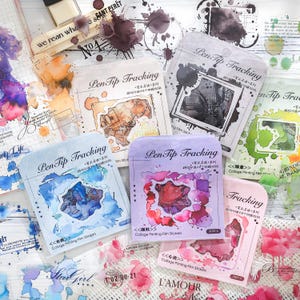 Stickers aquarelle dégradés | 180 autocollants imperméables PET pour la journalisation indésirable | 6 couleurs pour le scrapbooking, la fabrication de cartes, le bujo et le collage