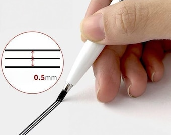 Set of 3 Triple Line Drawing Pens, Triple-Line Outline Pen for Sketching Technical Drawing, Waterproof Fine Line Art Marker 0.5mm Spacing