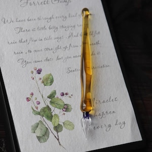 Glass Dip Pen, Leaf Nib Calligraphy Pen, 5 Colors, Writing and Ink Art Tool