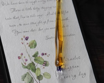 Pluma de vidrio para caligrafía, con punta de hoja, 5 colores, herramienta para escritura y arte con tinta.