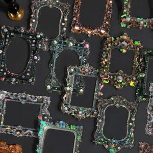 40 Stück Barock-Stil Holographische Shell Gloss Rahmenaufkleber, Vintage-Fotorahmen-Sammelalbum-Aufkleber
