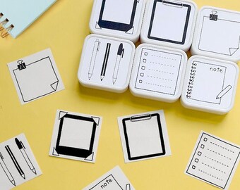 Self Inking Journal Stamp, 6 Note Frame Designs, Planner Scrapbook DIY Craft Stamp