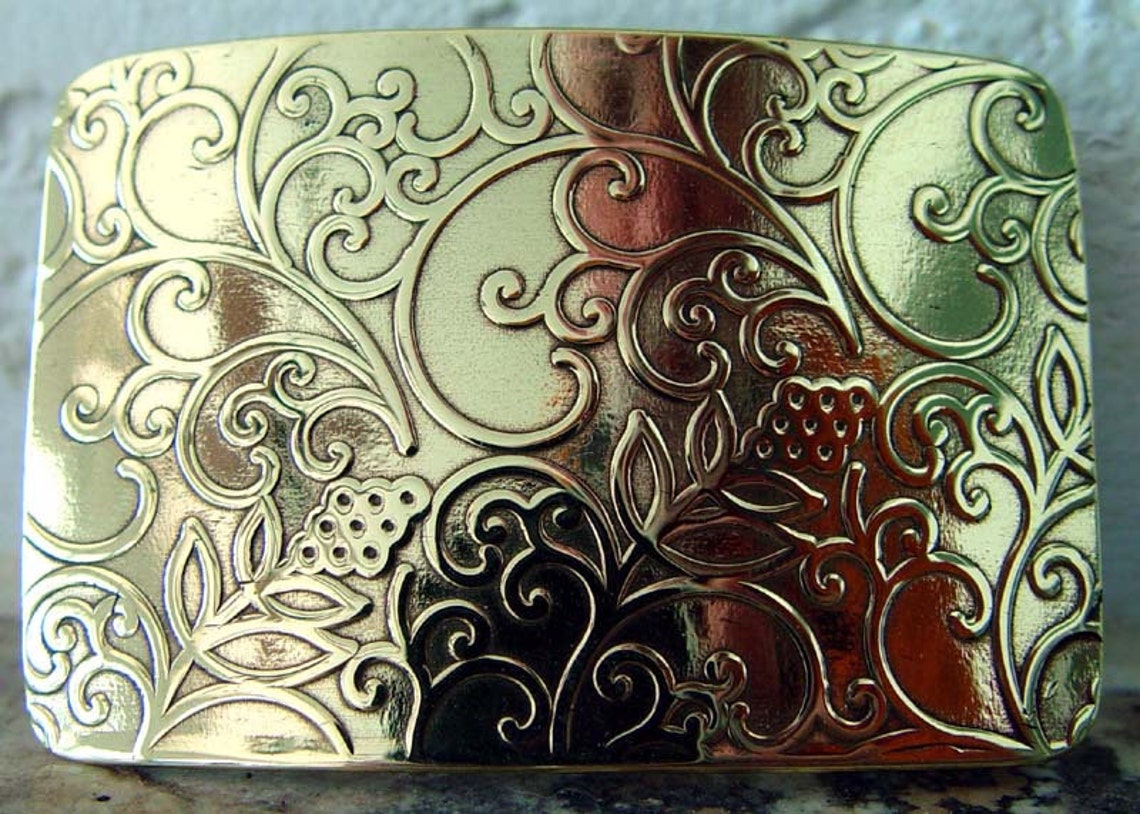Brass belt buckle embossed by Onestreasures Etsy