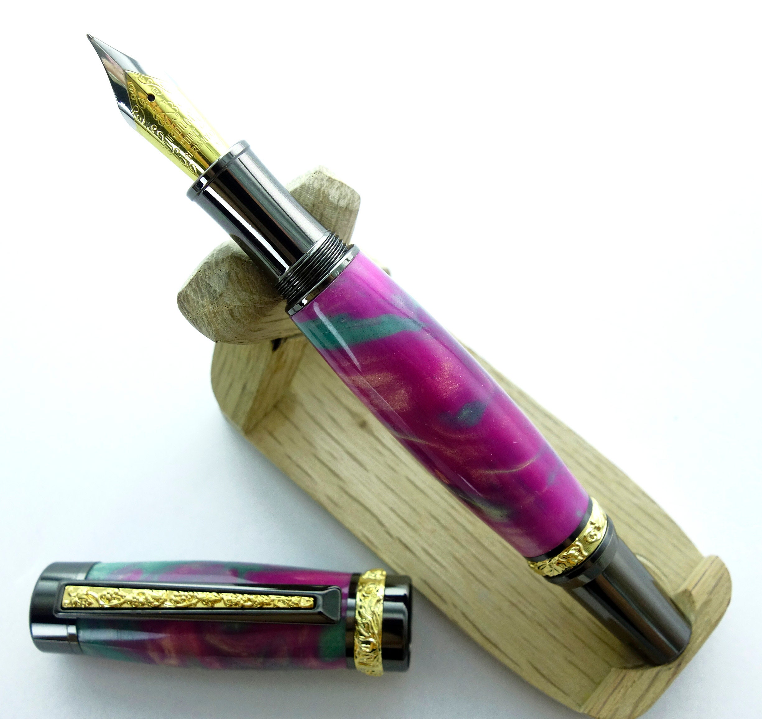 Hand turned pen Exotic pen classic Cambridge Fountain Pen Etsy