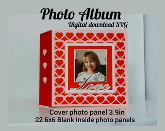 Photo Album SVG, Love album, valentine gift, inside 6x6 pages, 10 double, sided pages, Cover 6x6, Cover photo 3.9, Valentine book, family