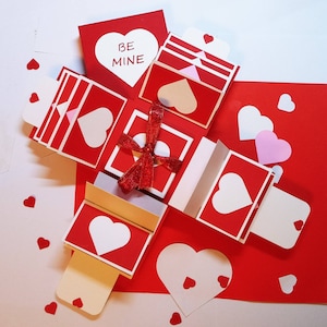 Caja explosiva svg, caja de fotos de cascada, regalo de explosión de San Valentín