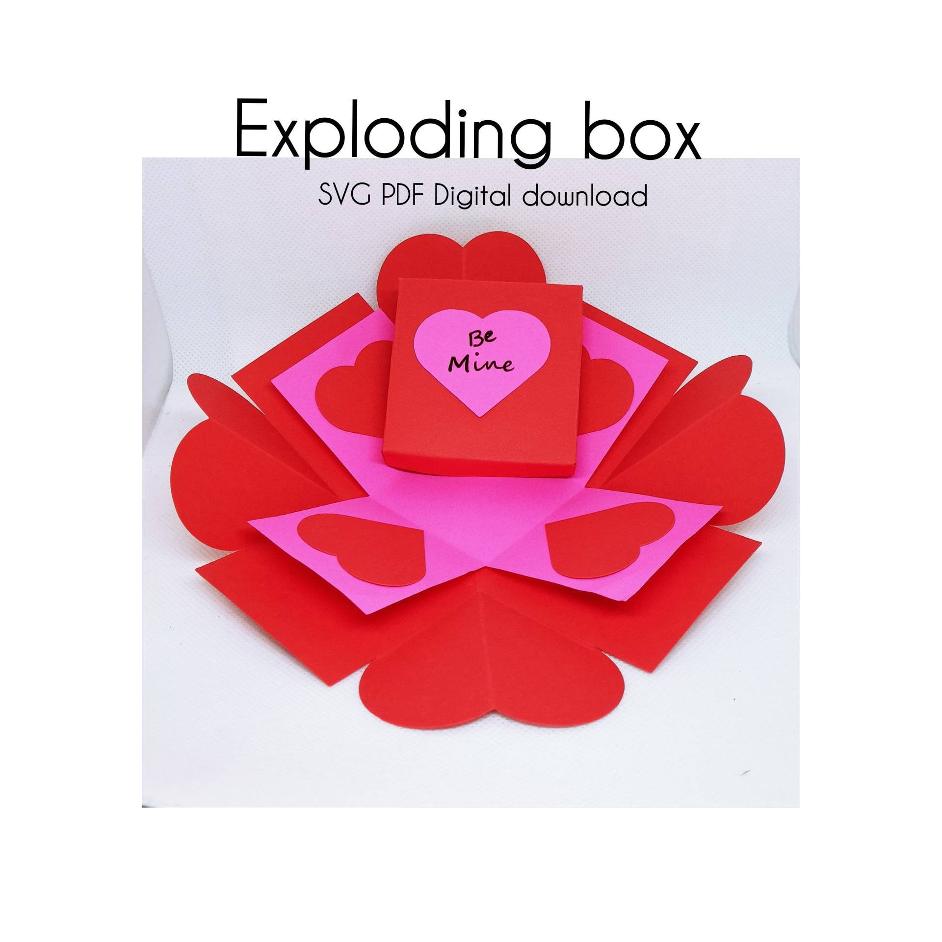 Exploding Box SVG, PDF, Heart Box, Explosion Box Pop up Card. Love ...