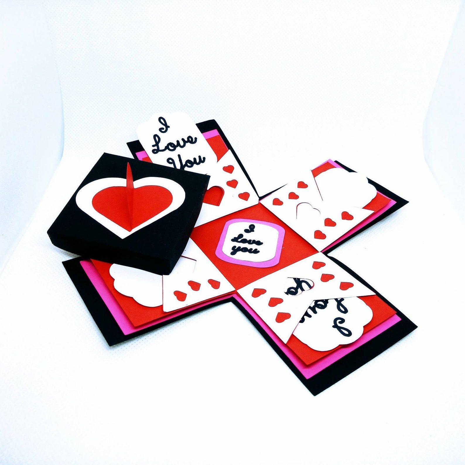 Exploding Message Box Exploding Box Svg. Explosion Pop up Card. Love Hearts Lace. Valentine ...