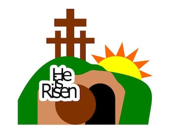 Easter bundle, SVG,printable PDF Easter cross, empty tomb, sunrise, he is risen, Jesus resurrection, Christ gospel, Ester clipart