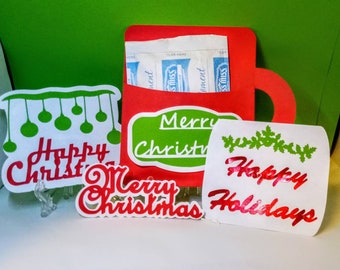 Hot Cocoa packet holder. Hot cocoa Mug pocket card chocolate cup SVG Cricut. Merry Christmas. Happy Christmas. Happy Holidays