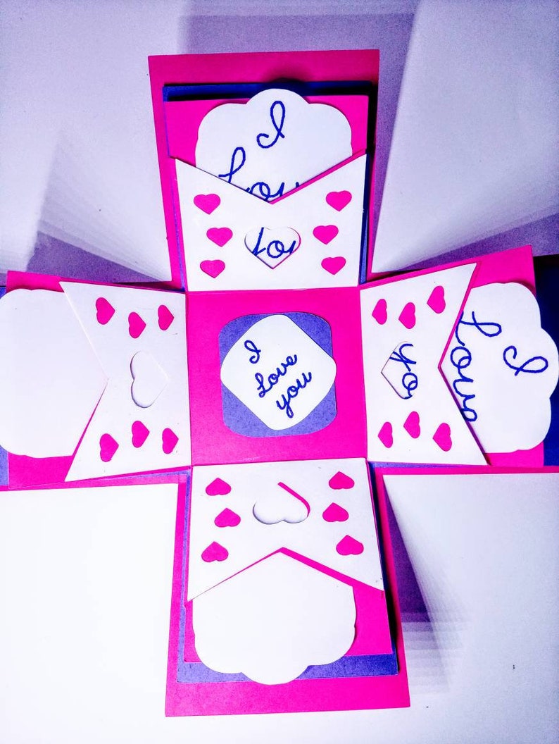 Exploding Box Svg. Explosion Pop up Card. Love Hearts Lace Two | Etsy